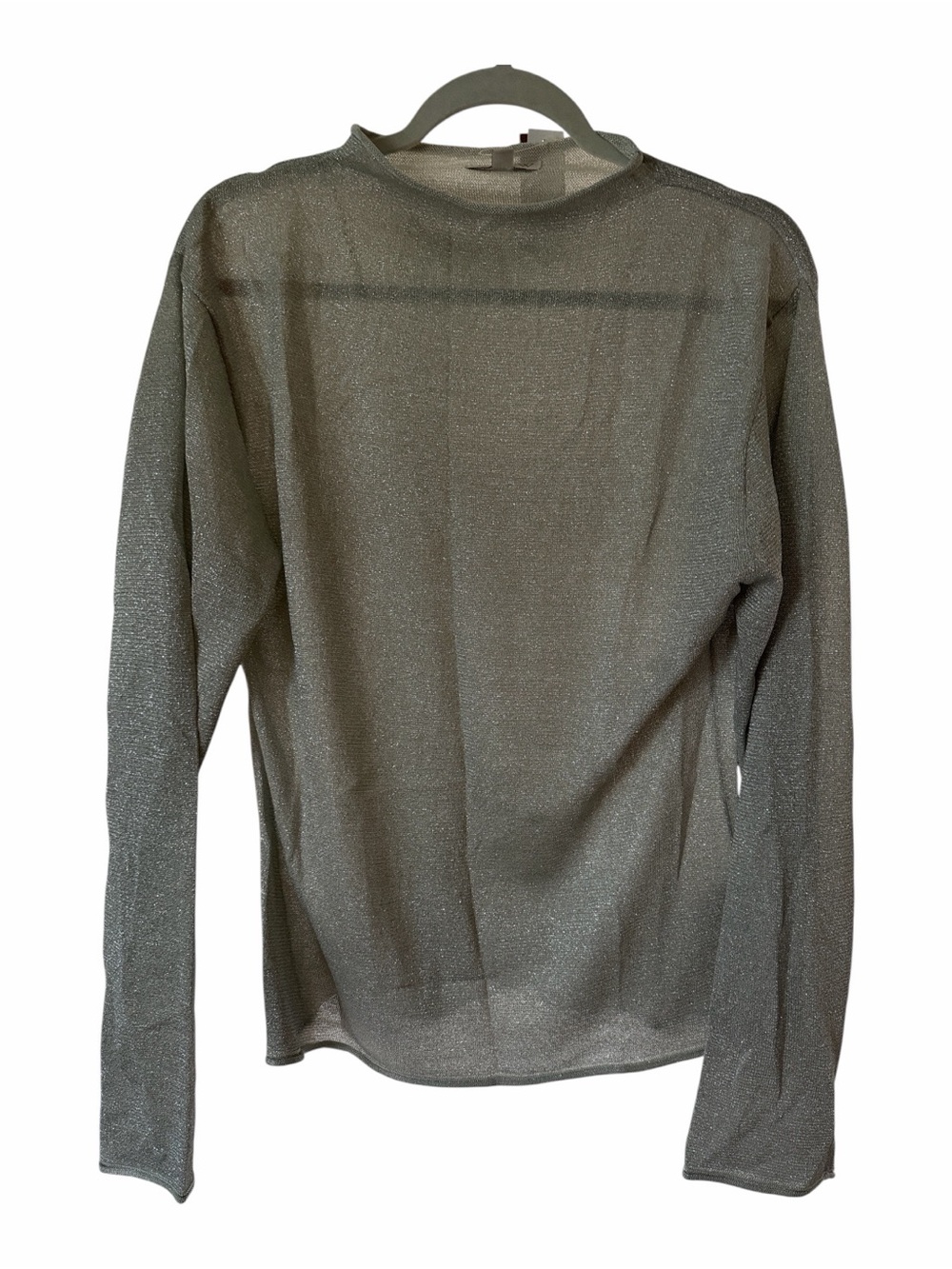 J. Crew Silver shimmer sweater roll down collar pullover sweater glam Large